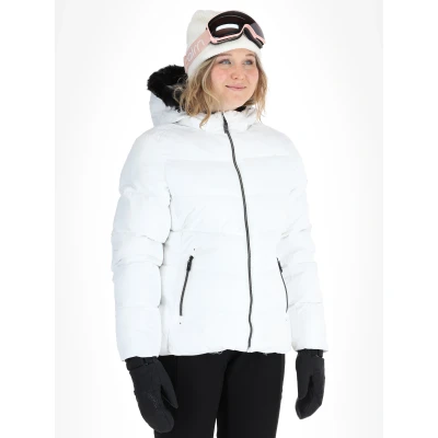 Image of Dare 2b Women&#039;s Water repellent Glamourize V Baffled Ski Jacket White, Size: 16