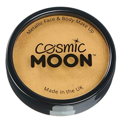 Image of Metallic Pro Face &amp; Body Paint Cake Pots by Cosmic Moon Gold Professional Water Based Makeup for Adults, Kids 36g