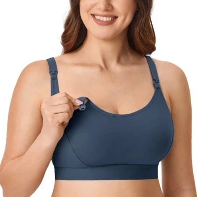 Image of Gratlin Women&#039;s Nursing Bras Maternity Plus Size Breastfeeding Cotton Sleep Sports Bra Sargasso 4XL