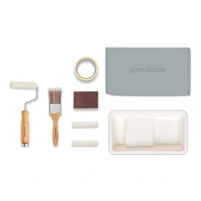 Image of Rust Oleum Ready to Roll Eco Paint Kit (Small) Bathroom Wood &amp; Cabinet Gloss Dusky Greys