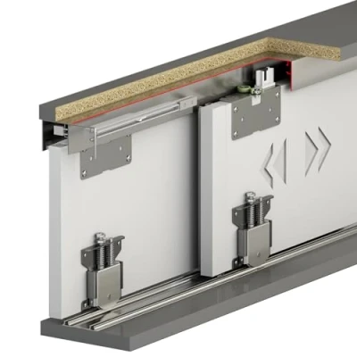 Image of DecorAndDecor Sliding Wardrobe Door Track Gear Kit with Soft Close (1.2m for 2 Doors Close)
