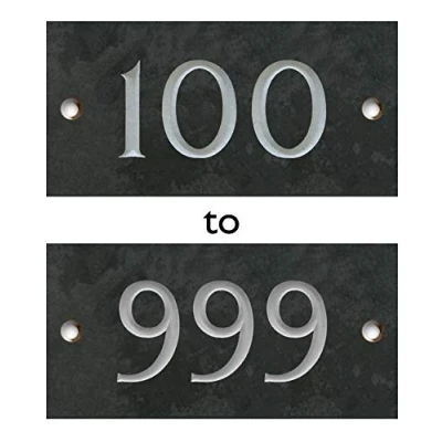 Image of Engraved Slate House Number Plaque 100 to 999 (Dispatched same/next day)