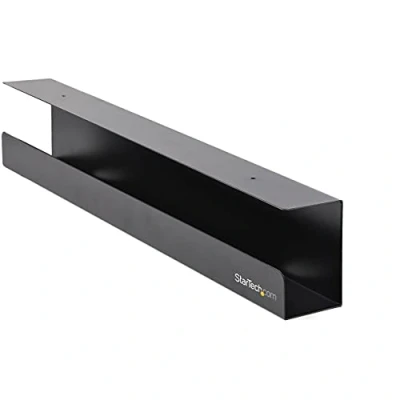 Image of StarTech.com Under Desk Cable Management Tray Office/Standing Organizer Desk/Table Mount Holder for Cords/Power Strip Computer Manager 23 1/2&quot;L x 4 1/2&quot;D (UDCMTRAY), Black