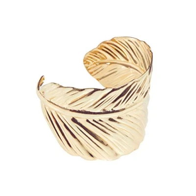 Image of Bristol Novelty BA3220 Leaf Bangle, Women, Gold