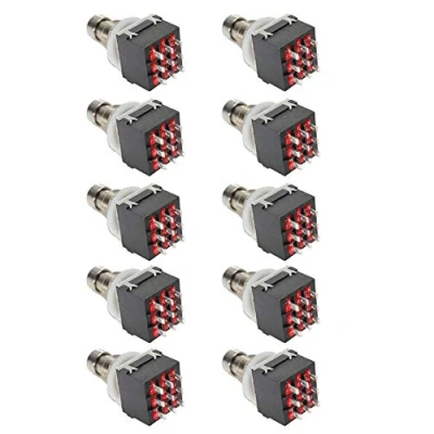 Image of Mintice 10Pcs 3PDT 9 Pins Box Stomp Guitar Effect Pedal Foot Switch True Bypass Control Electric Metal Black