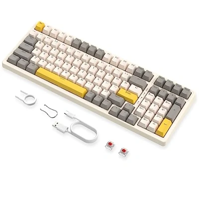 Image of MAGIC REFINER K3MAX Wired Gaming Keyboard, Apex Pro TKL Mechanical Keyboard 75% with 18 RGB LED Backlit, Compact Retro Hot Swappable 100 Keys, Anti ghosting MX Linear Red Switch, for Win/Mac
