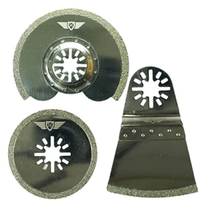 Image of 3 x TopsTools UNKA3DB Diamond Grout Blades Compatible with Bosch Fein (Non StarLock) Makita Milwaukee Einhell Ergotools Hitachi Parkside Ryobi Worx Workzone Multitool Multi Tool Accessories
