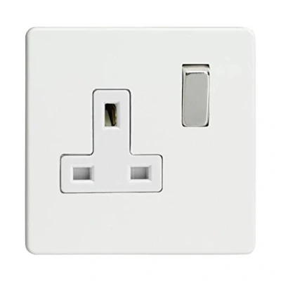Image of Varilight 1 Gang 13 Amp Single Switched Socket Dimension Screwless Premium White XDQ4WS