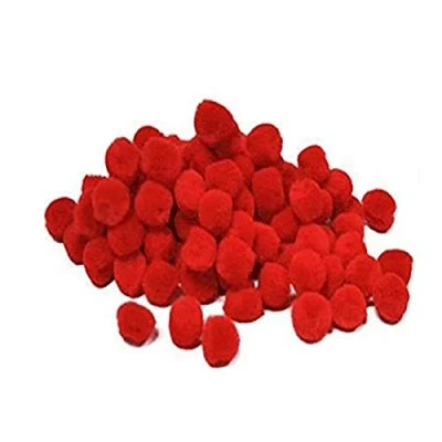 Image of RED Fluffy pom poms 10mm Pack of 100 by arkCRAFT
