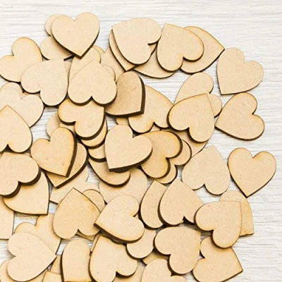 Image of 100 x Hearts Wooden Hearts/Craft MDF Heart Shape/Table Decor/Wooden Embellishment 2cm