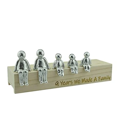 Image of 9th Anniversary Idea 9 Years We Made A Family Metal Ornament Choose Your Combination Box &amp; Woodgrain May Vary(3 Children)