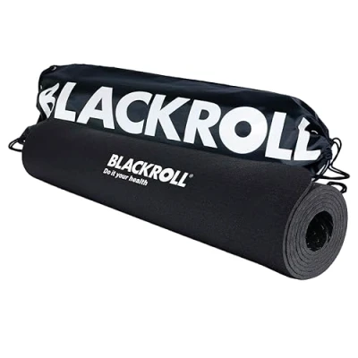 Image of Blackroll Mat the original. Black Cushioned gym 65cm x 185cm Ideal for Exercise, Yoga, Pilates, with bag