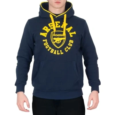 Image of Arsenal FC Official Football Gift Mens Fleece Hoody Navy Yellow Medium
