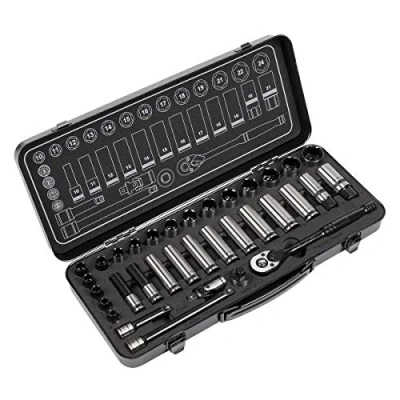 Image of Sealey Premier Socket Set 34pc 3/8&quot;Sq Drive WallDrive® Metric Black Series