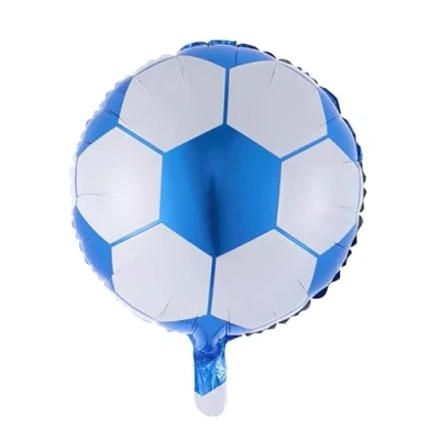 Image of White/Blue Round Football Foil Balloon, 45cm