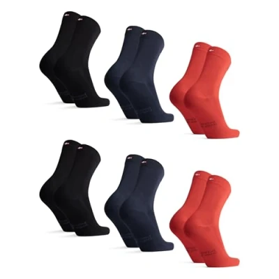 Image of DANISH ENDURANCE Bamboo Socks, Anti Sweat, Mens Black Multipack, Socks Women, Unisex, 6 Pack, Multicolour (2x Apple Red, 2x Black, Navy), 3 5
