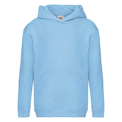 Image of Fruit of the Loom Unisex Kids Premium Hooded Sweat, Sky, 7 8 Years (Manufacturer Size:30)