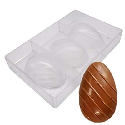 Image of 3 Holes Easter Egg Polycarbonate Chocolate Mold Clear Diamond Mould DIY Handmade Maker Ice Making Tray Bakeware Confectionery Cake Baking Dish Kitchen Supplies 27 x13.5 x 2.4cm
