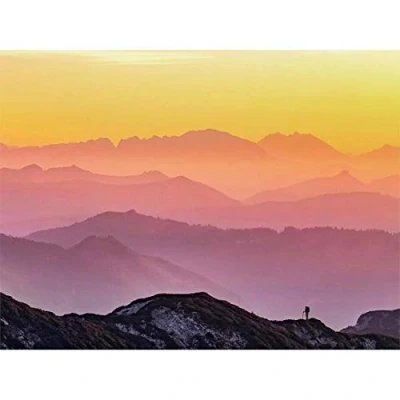 Image of Wee Blue Coo Misty Mountain Beautiful Sunrise Panorama Art Print Poster Wall Decor 12X16 Inch