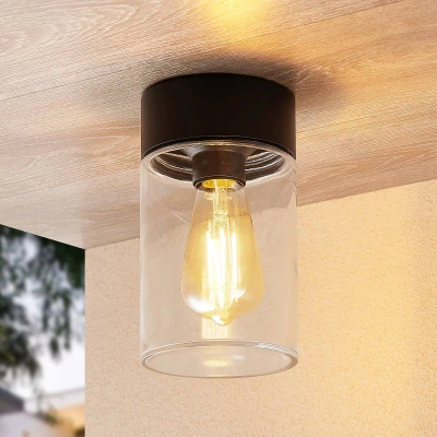 Image of Arcchio Ceiling Light Outdoor &#039;Liljana&#039; dimmable (Modern) in Black Made of Aluminium (1 Source, E27) from