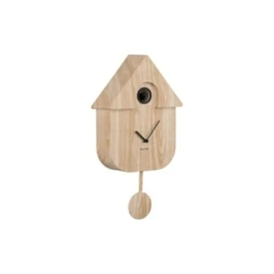 Image of Karlsson Cuckoo Modern Wall Clock Light Wood, Multicolored, 40 x 5 cm