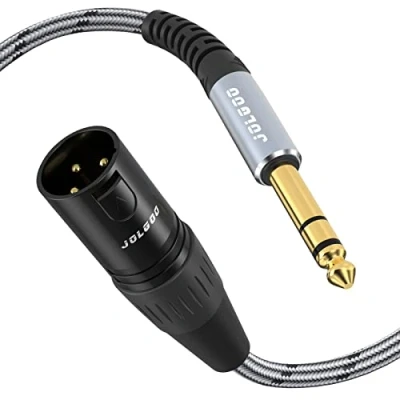 Image of JOLGOO 1/4 inch TRS to XLR Male Cable, Balanced 6.35mm Plug 3 pin Male, Quarter Microphone 2 Meters