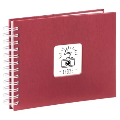 Image of Hama Photo Album 24 x 17 cm (Spiral with 50 White Pages, Book glassine dividers, to Stick in and Design Yourself), Bourdeaux Red, 00001964