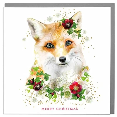 Image of Lola Design Wildlife Wonderful Christmas Cards Blank and Envelopes Fox