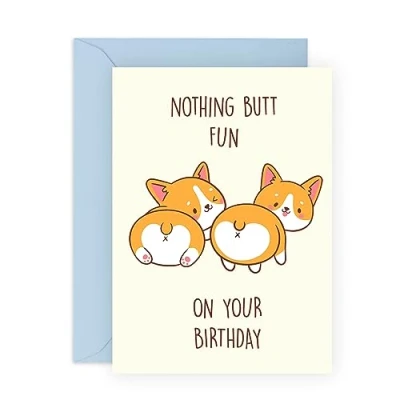 Image of Central 23 Humorous Birthday Cards Corgi Funny For Men Women Him Her Mum Dad Brother Sister Comes With Fun Stickers
