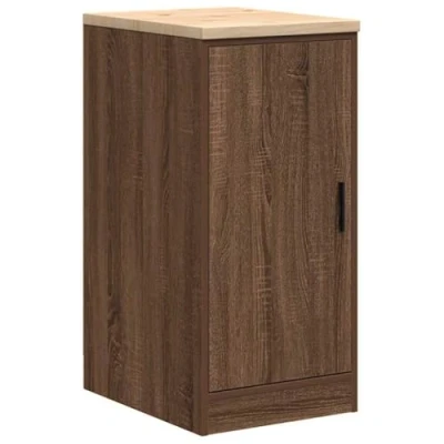 Image of vidaXL garage storage cabinet brown oak 40x51x85 cm with pinewood worktop solid wood tool organizer for garage, workshop, home office or basement