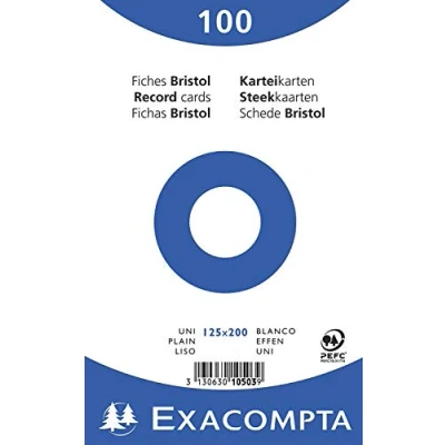 Image of Plain Record Cards, 125x200 mm White, Pack of 100