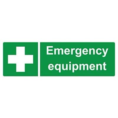 Image of Emergency equipment Safety sign Self adhesive sticker 300mm x 100mm