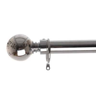 Image of Emma Barclay Lifestyle 25 28mm Telescopic Extendable Metal Ball Curtain Pole Set, Chrome, 180 340 Cm