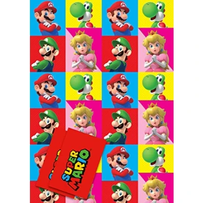 Image of Official Super Mario Gift Wrap, 2 Sheets Tags, Wrap for Presents, Officially Licensed