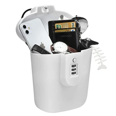 Image of Portable Anti Theft Lock Box, Security Bag, Mobile Travel Safe &amp; Beach with Numbers to Keep Your Valuables Temporarily Secure. (White)