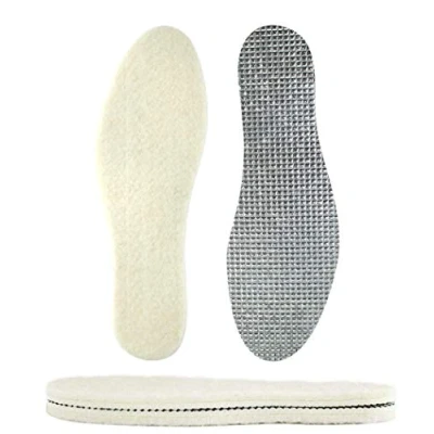 Image of VivoFoot 2 Pairs Warm Premium Natural Wool Insoles for Winter, Thermal &amp; Insulating Liners Work Shoes, Boots, Slippers Men Women (L: UK 6 12 EU 40 46)