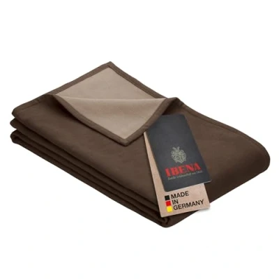 Image of Ibena organic Cotton blanket Pur brown/taupe size 140x200 cm