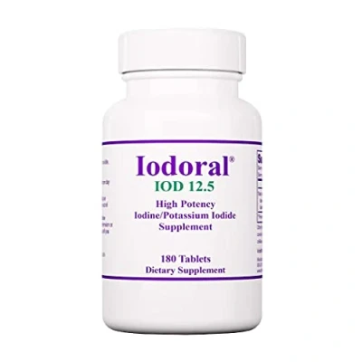 Image of Optimox, Iodoral 12,5mg, with Iodine and Potassium Iodide, Depot, 180 Vegan Tablets, Vegetarian, Gluten Free, Soy Non GMO
