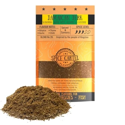 Image of Spice Cartel&#039;s Jamaican Jerk. A Spicy Blend For Taste Of Island Life, Perfect Jerk Chicken. 100g Resealable Pouch. Hand Made In The UK.