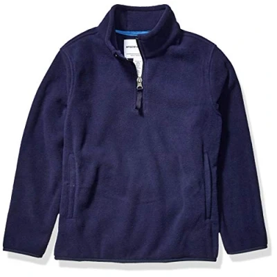 Image of Amazon Essentials Boys&#039; Polar Fleece Quarter Zip Pullover Jacket, Navy, 10 Years
