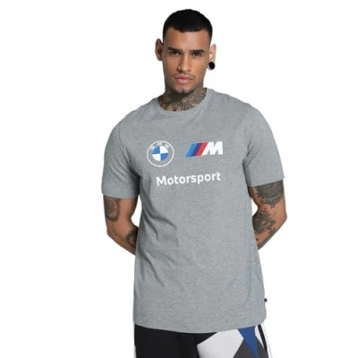 Image of PUMA Mens BMW M Motorsport ESS Logo T Shirt Tee Top Grey Size
