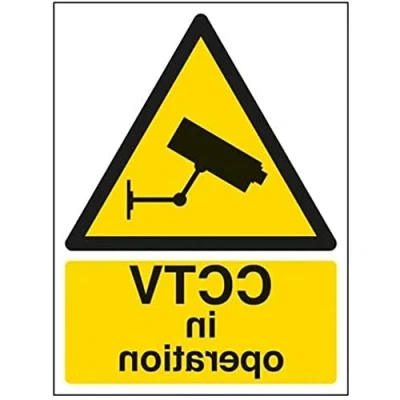Image of VSafety 63050AN W &quot;CCTV In Operation&quot; Warning General Sign, Window Sticker, Portrait, 150 mm x 200 mm, Black/Yellow