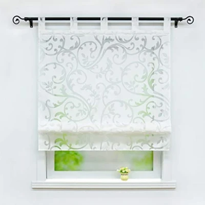 Image of Joyswahl Jessica Roman Blind Burn Out Curtains with Loops, White, BxH 140x140cm