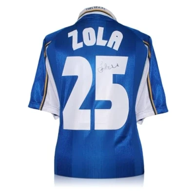 Image of Exclusive Memorabilia Gianfranco Zola Signed Chelsea 1998 European Cup Winners Final Football Shirt