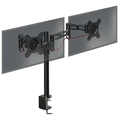 Image of Duronic Dual Monitor Stand Arm PC Desk Mount Riser DM352BK Double Height Adjustable Twin Bracket 13 27 Inch LED LCD 8KG Computer Screens VESA 75 100