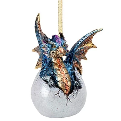 Image of Design Toscano Hard Boiled Dragon Hatchling Holiday Ornament, Resin, Full Color, 9 cm
