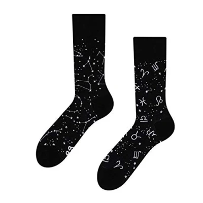 Image of Dedoles Unisex Socks for Women, Men &amp; Kids Cotton Funny Designs Football Bicycle Horses Plants Firefighter Gift Mismatched, Design: Zodiac Signs, Colour: Black, Size: 8 9.5 W / 9 11 M UK