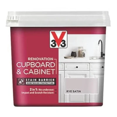 Image of FNX V33 Renovation Cupboard &amp; Cabinet Paint Impact Scratch Resistant Light Grey Rye Satin 750ml