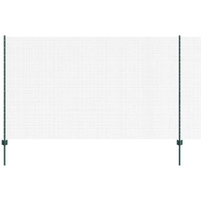 Image of vidaXL Welded Wire Fence with 11 U Posts Green 1.4x25 m Steel