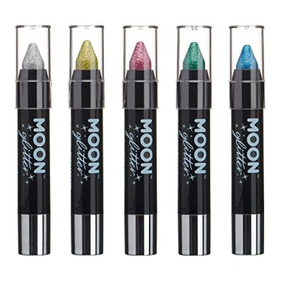 Image of Holographic Festival Glitter Paint Stick/Body Crayon makeup for the Face &amp; Body by Moon 3.5g (Set of 5)